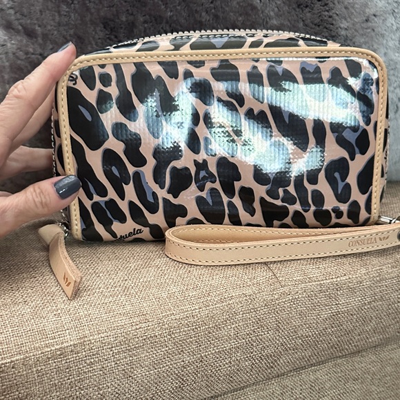 Consuela Black and Tan Leopard Wristlet - Picture 2 of 5